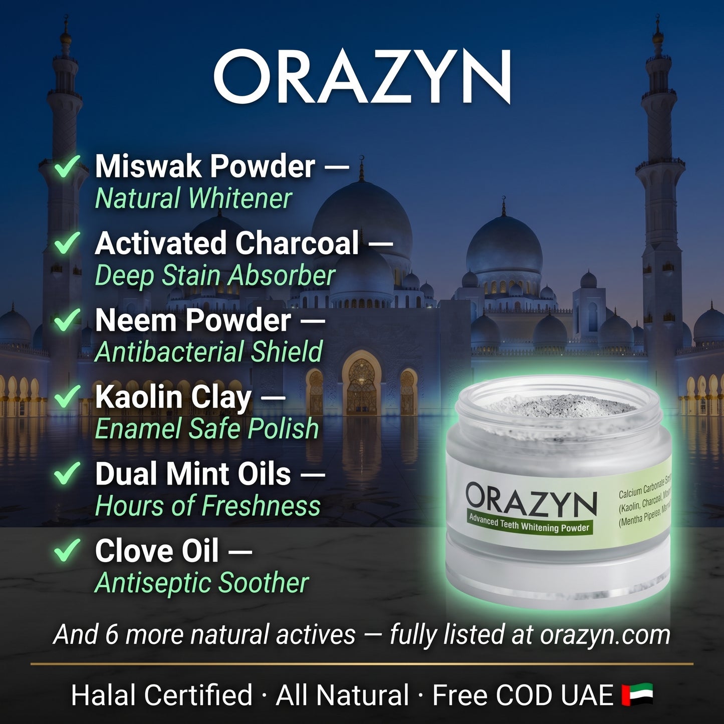 ORAZYN Advanced Teeth Whitening Powder — Sweet Mint